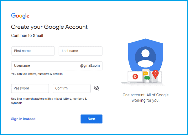 create google account