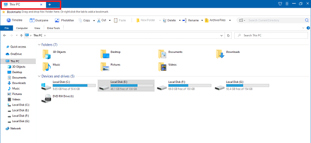 how to get file explorer tabs in windows 10