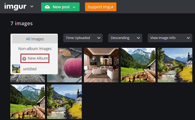 how to make an album on imgur
