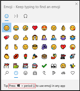 how to use emojis on windows 10