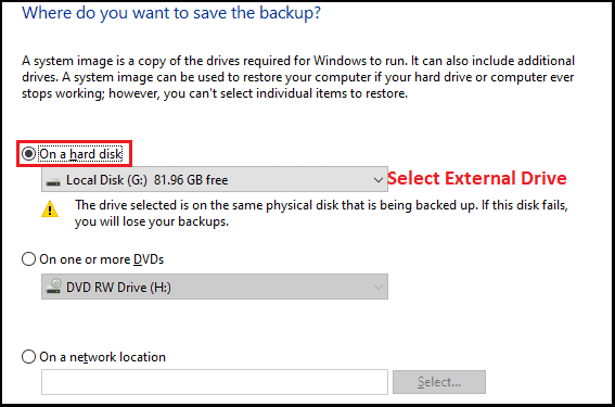 how to backup computer to external hard drive windows 10