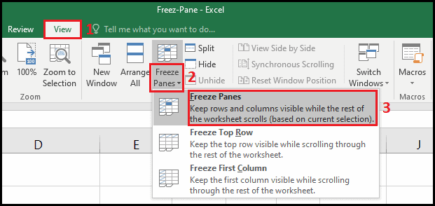 how do i freeze multiple panes in excel