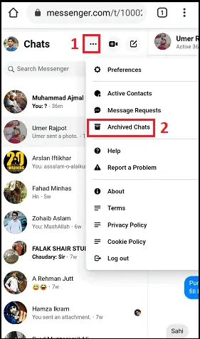 how to retrieve archived messages on Facebook messenger app