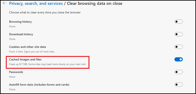 how to clear cache on Microsoft edge