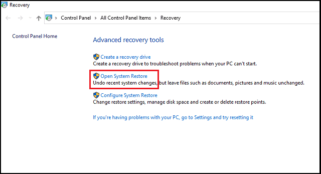 restore windows 10 to a previous date