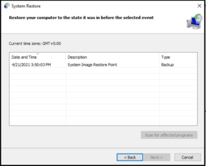 restore windows 10 to a previous date
