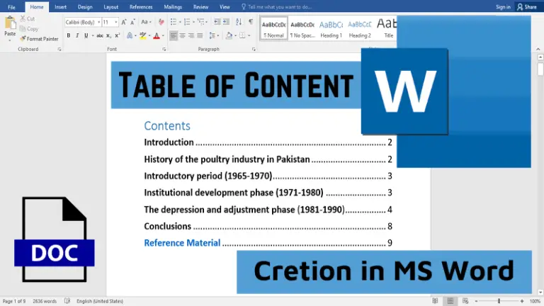 how to make table of contents in ms word