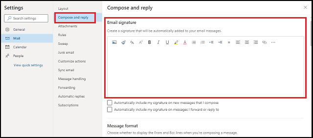 how to add signature in outlook 365 web mail