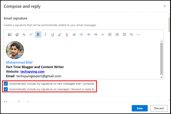 how to add signature in outlook to reply emails