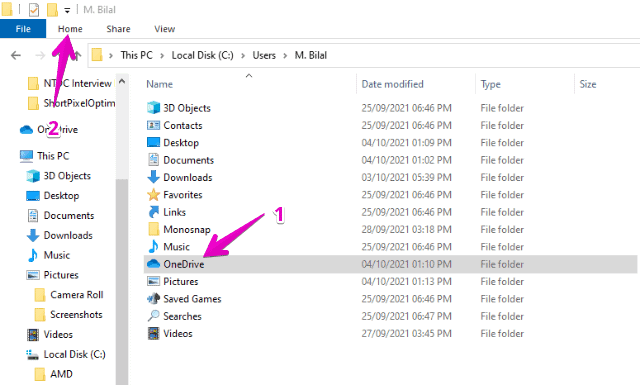 how to change OneDrive Location