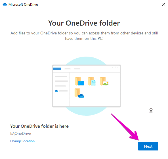 how to change OneDrive Location