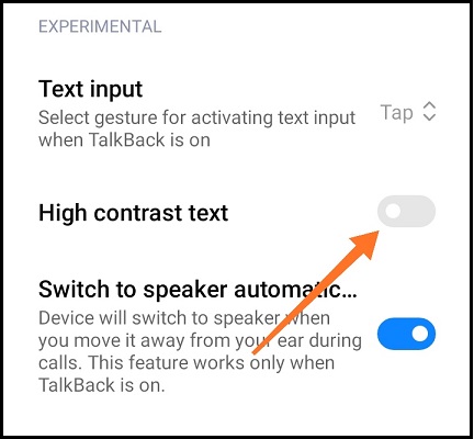 Hight Contrast Text - how to change font color on android