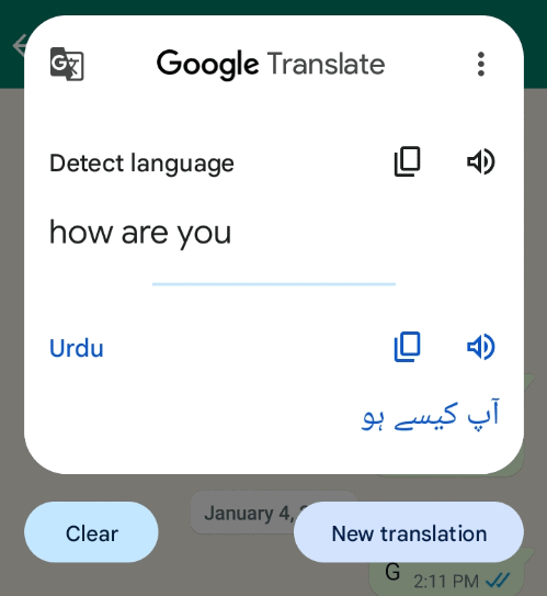 how to translate messages in WhatsApp