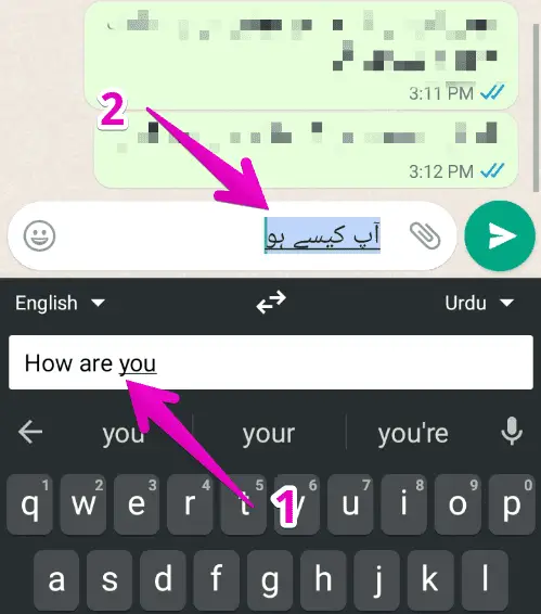 how to translate whatsapp messages