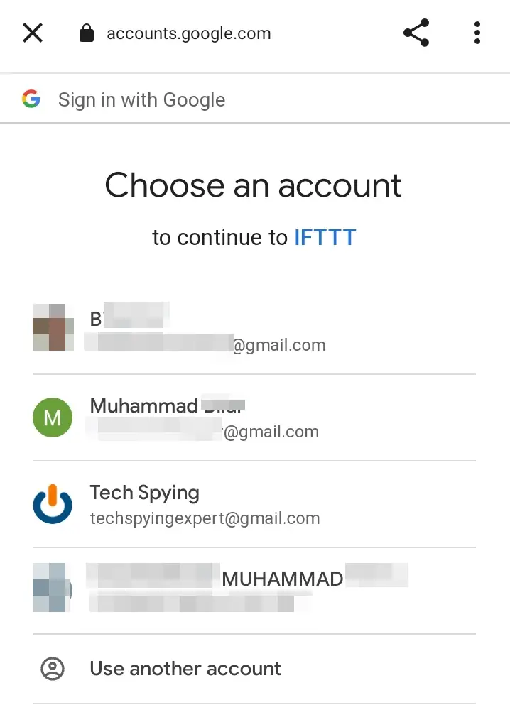 Select your Gmail Account