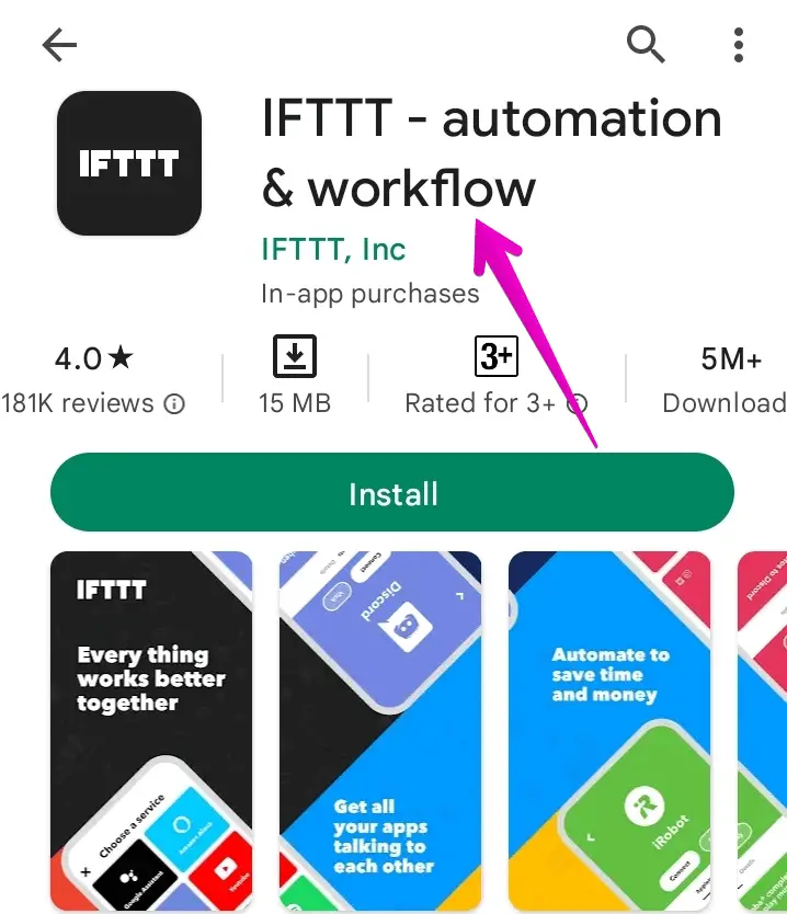 Download IFTTT app from play store