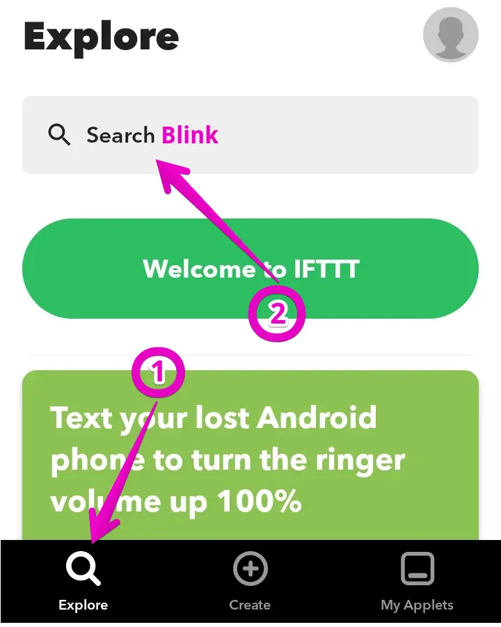 Explore Blink service in IFTTT app